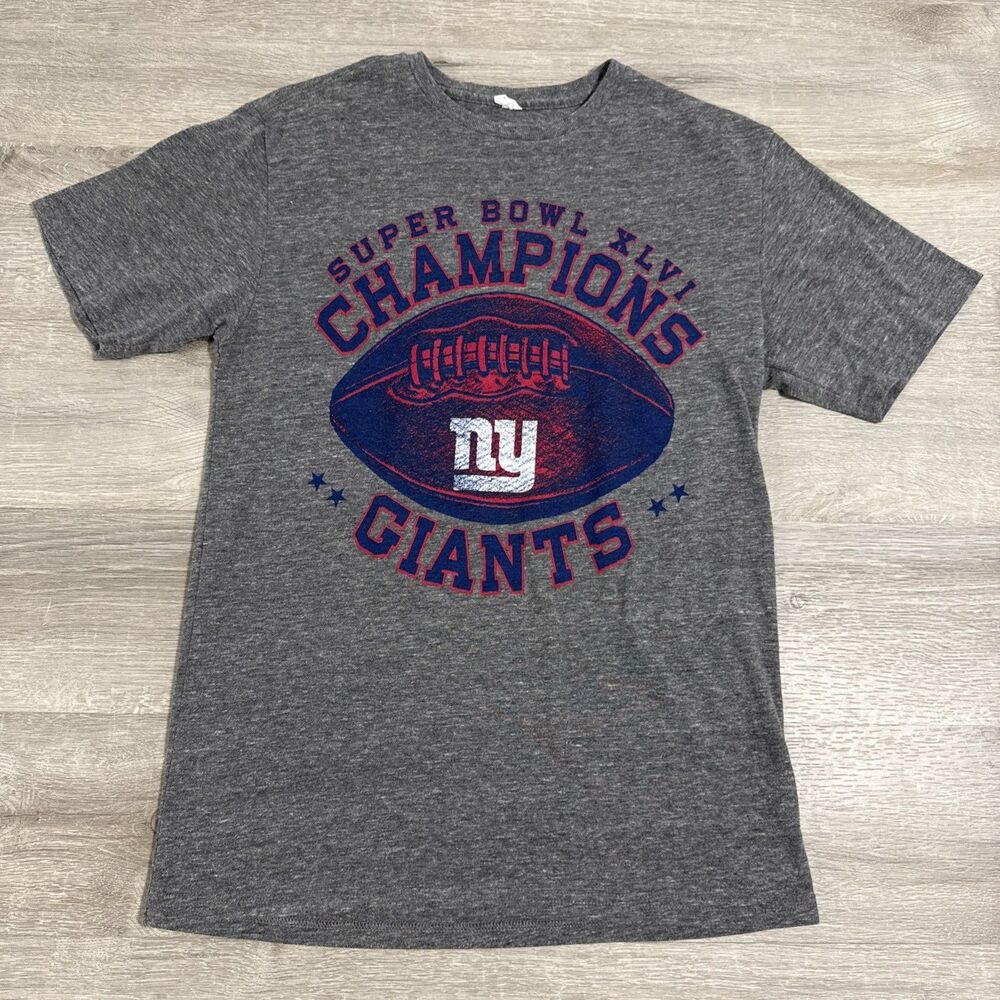 New York Giants Shirt Super Bowl XLVI Champions Reebok NFL Men’s Gray Small